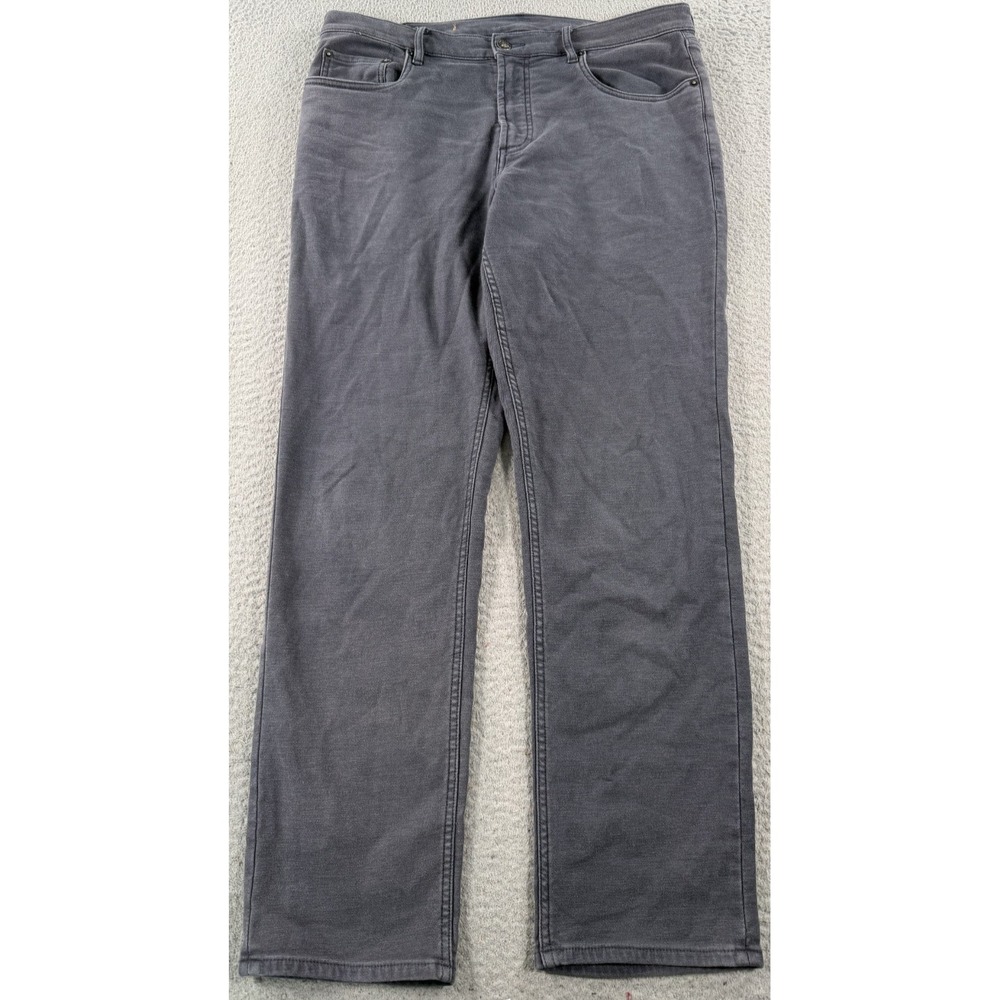Faherty Jeans Mens 32x28 Gray Charcoal Wash Regular Straight Denim Pants Casual